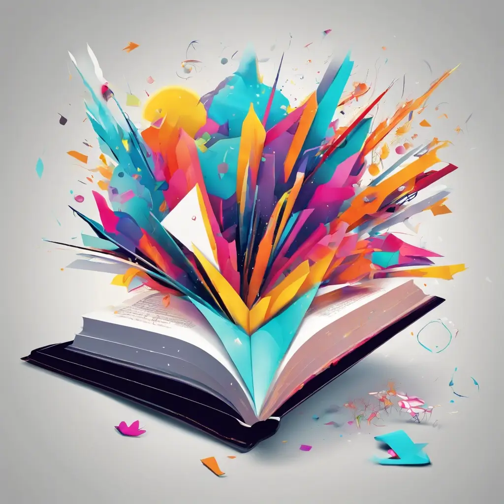 bursting bright book with colours